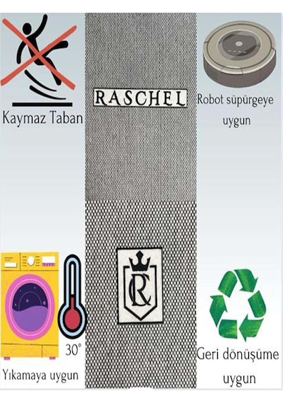 Rachel Carpet Krem Rengi Lüks Raschel Kaymaz Taban Peluş Halı Yolluk, 200 X 250 Diğer