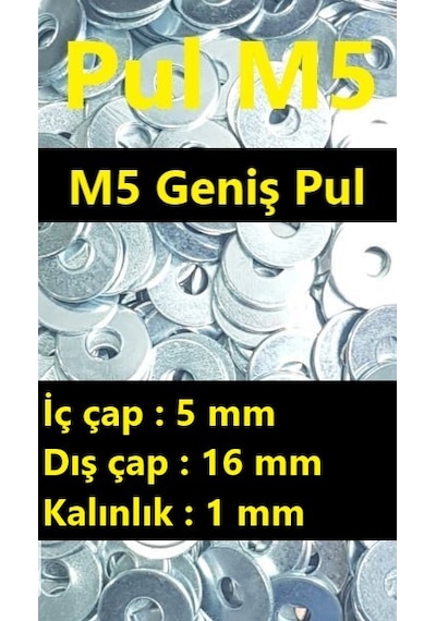 Pul M5 Geniş Pul Iç Çap:5 MM Dış Çap: 16 MM (15 Adet) Vcd Vd.1