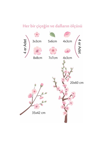 MSticker Dalda Şakayıklar Ve Yapraklar Çocuk Bebek Odası Sticker Seti