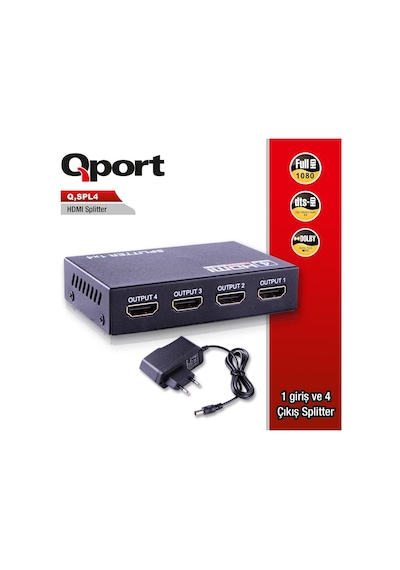 Qport Q-spl4 Full Hd 1 Giriş 4çıkışlı Hdmı Splıtter Sinyal Çoğal