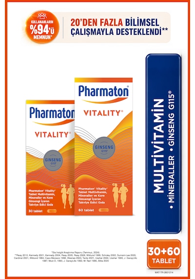 Pharmaton Vitality 60 Tablet & Vitality 30 Tablet Ikili Avantaj Paketi