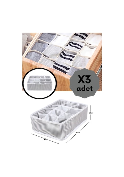 She Berrak 3 Adet 12 Bölmeli Organizer Çekmece Içi Düzenleyici