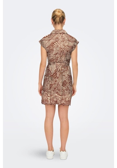 ONLY Onllou Lıfe Emb S/s Shırt Dress Ptm Kiremit Cok Renklı