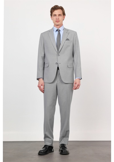 İmza Gri Mono Yaka 4 Drop Comfort Fit Tam Astar Esnek Takım Elbise 1001260168