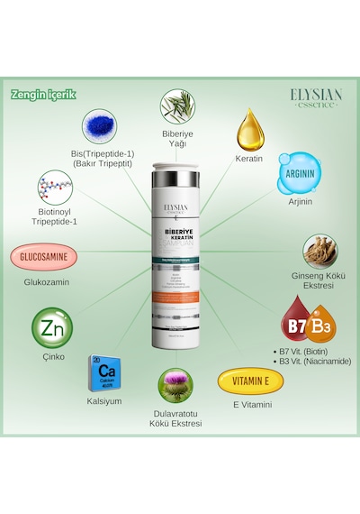 Elysian Essence Biberiye & Keratin Şampuanı 3 Adet Copper Peptidli Saç Bakımı Saç Dökülmesi Karşıtı 300 Ml Tüm Saç Tipleri