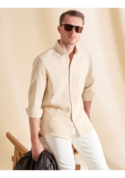 Pierre Cardin Erkek Bej Gömlek Desenli 50325371-vr011