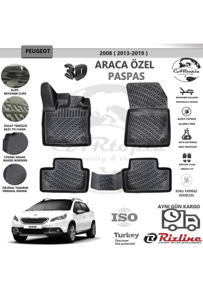 Peugeot 2008 / 2013-2019 / Siyah / Rizline Paspas