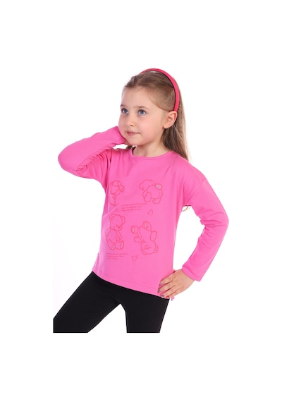 Toontoy Kids Toontoy Kız Çocuk 4lü Ayıcık Baskılı Tişört Fuşya
