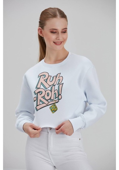 Meecy Kadın Beyaz Baskılı Sweatshirt Beyaz Beyaz