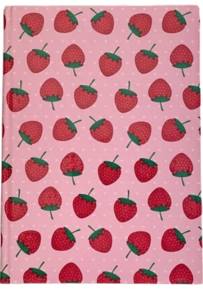 Çilek Temalı Planner Kartın Kapak Defter Pembe