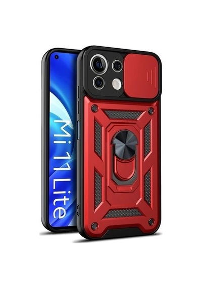 Nettech Xiaomi Mi 11 Lite Uyumlu Kızaklı Panzer Seri Arka Koruma Kılıf - Siyah Siyah