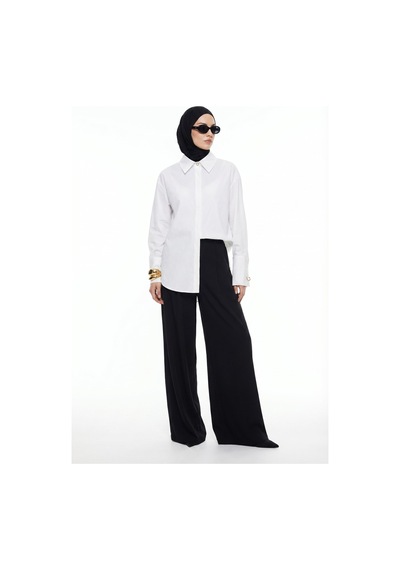 Armine Trend Klasik Yaka Gizli Patlı Oversize Gömlek Ekru 26yt304