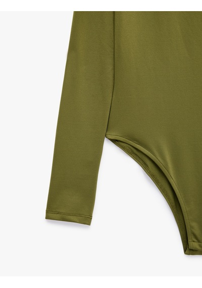 Koton Bisiklet Yaka Uzun Kollu Bodysuit Haki 7wak80003ek