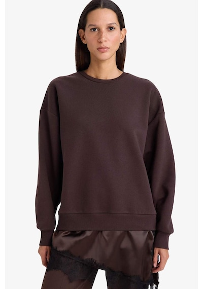 Defacto Relax Fit Bisiklet Yaka Etek Ucu Dantel Detaylı Sweatshirt G8595ax25cwbn130 Kahve-bn130