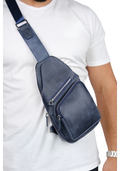 Mft Leather Hakiki Deri Unisex Çapraz Çanta Baggy 6981 Tiguan Lacivert