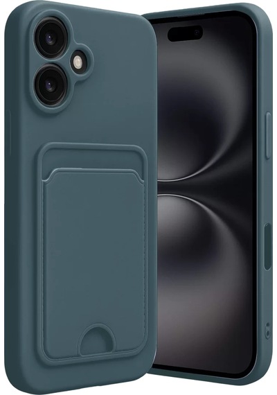 Newface Apple İphone 16 Kılıf Kelvin Kartvizitli Silikon - Koyu Yeşil