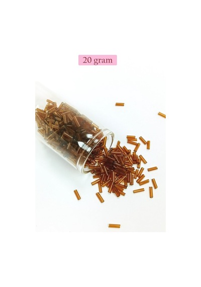 Uzun Boru Kesme Boncuk Çap 2mm Uzunluk 10 Mm - 20 Gram - Şeffaf Kahverengi - Bnc246 Diğer