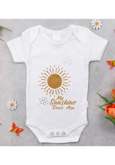 Bk Gift Bk Kids İsimli My Sunshine Tasarımlı Bebek Body Zıbın - Model 1 6 - 9 Ay Sarı