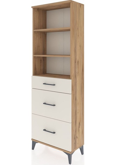 Arges Dolap 3 Raflı 3 Çekmeceli 60x30x182 Çam-aytaşı Çam