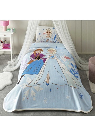 Taç Lisanslı Disney Frozen Family Tek Kişilik Pamuk Pike Takımı 000000001000049935 Çok Renkli
