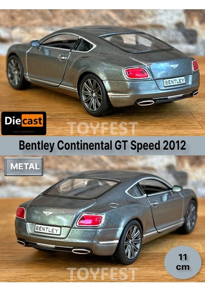 2012 Bentley Continental Gt Speed Çek Bırak Kapıları Açılabilen Metal Model Araba - Füme 11.5 Cm