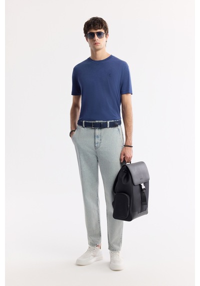 Avva Erkek Mavi Klasik Bel %100 Pamuk Eskitme Yıkamalı Oslo Carrot Fit Jean Pantolon A51y3550