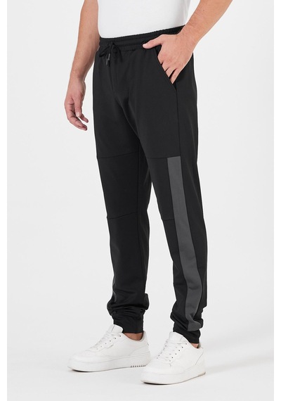 Mmetalic Erkek Siyah-Antrasit Standart Fit Normal Kesim Paça Ribanalı Cepli Rahat Jogger 2'li Eşofman Altı Mtlce101-2 Siyah - Antrasit