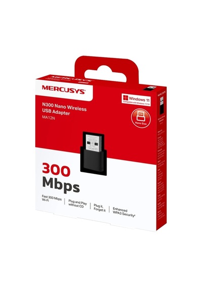 Mercusys Ma12n, N300 Mbps Kablosuz Nano Usb Adaptör