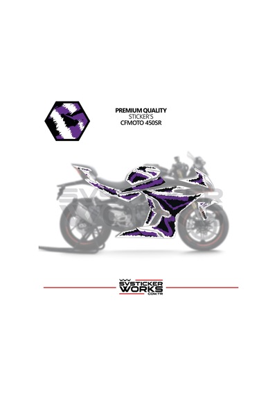 Cfmoto 450sr Kaplama Sticker Air Brush Motor Kaplama Modeli Hazır Kit Tüm Modeller Uyumlu Mor