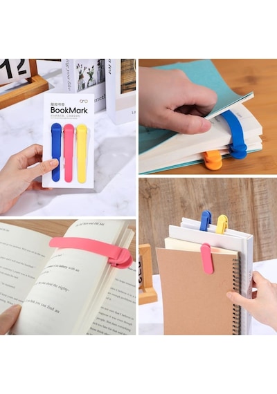3 Lü Otomatik Kitap Ayıracı Akıllı Silikon Yer İmi Klips Seti, Okuma Severler İçin Pratik Kitap Aksesuarı Çok Renkli