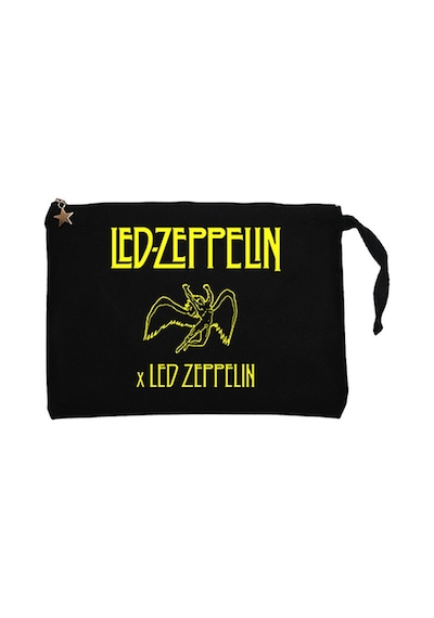 Led Zepplin Angel Siyah Clutch Astarlı Cüzdan / El Çantası Siyah