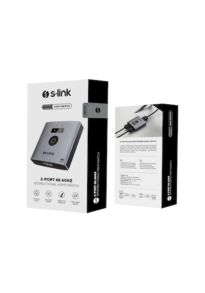 S-lınk Sl-lu602, 2xhdmı, 4k, 60hz, Monitör Çoklayıcı 1pc-2monitör Veya 2pc- 1monitör Çift Yönlü Switch Diğer