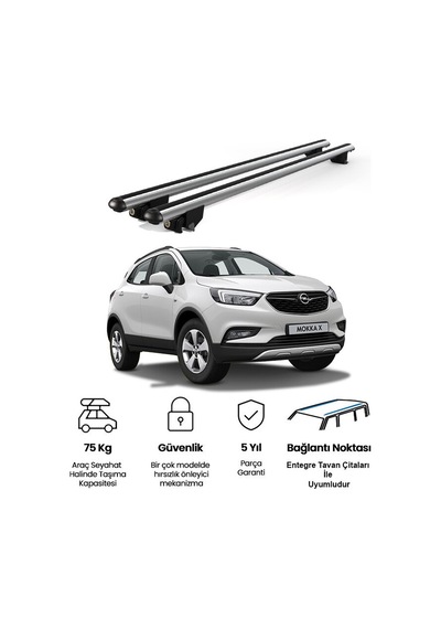 Kanca Opel Mokka X 2012 Ve Sonrası Uyumlu Gri Kilitli Ara Atkı 110cm Port Bagaj Tavan Barı