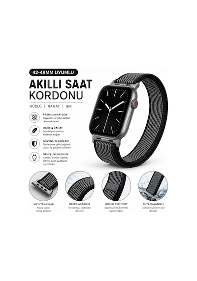 Schitec 42-49mm Yeni Nesil Apple Uyumlu Akıllı Saat Kordonu Yk3443 Kapalı Yeşil