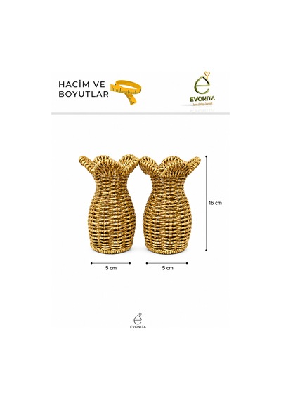3 Lü Hasır Dekoratif Vazo Seti Kulplu Bohem Vazo Kuru Çiçek Ve Yapay Çiçek İçin Salon Ev Dekoru Kahverengi
