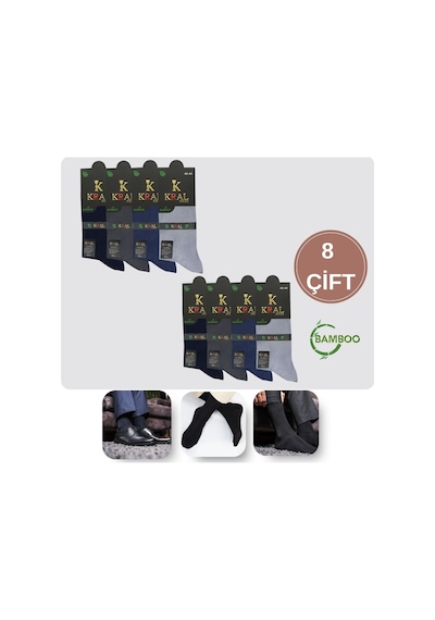 Lüx Kral Erkek Yazlık Bambu Soket Uzun Karma Renkli Çorap Çok Renkli