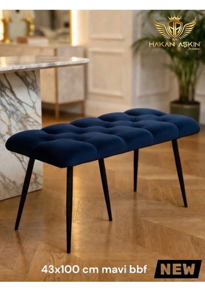 By Hakan Aşkın Stella 43x100 Cm Puf&bench Yatak Önü - Antre - Salon - Oturma Odası Lacivert Stl01