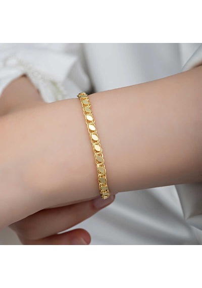 Gümüş Gold Pullu Zincir Kadın Bileklik Gold