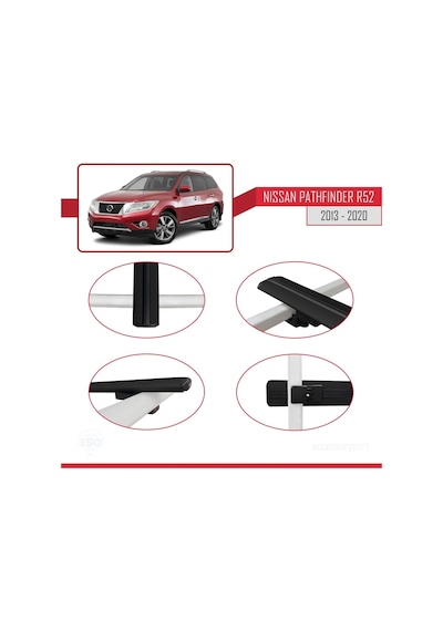 Nissan Pathfinder R52 2013-2020 Arası İle Uyumlu Basic Model Ara Atkı Tavan Barı Siyah 3 Adet
