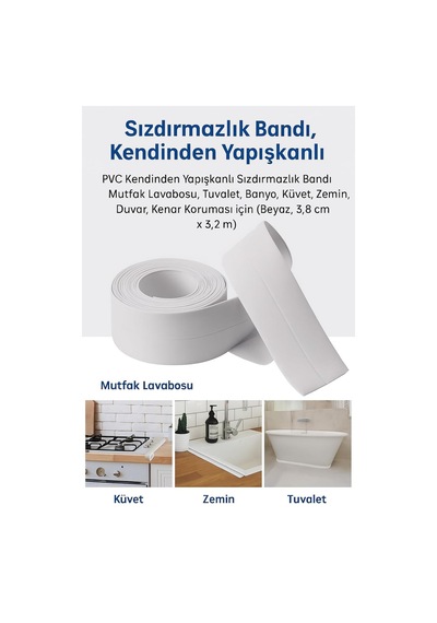 Siolanzi Su Sızdırmaz Lavabo Kenar Bandı 3.2 Metre Beyaz