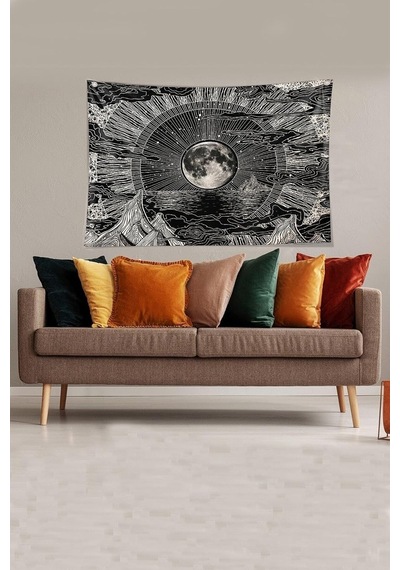 Pelangi Siyah-beyaz Ay New Moon Leke Tutmaz Kadife Kumaş Duvar Örtüsü Duvar Halısı Tapestry Ywll377, 70 X 100 Çok Renkli