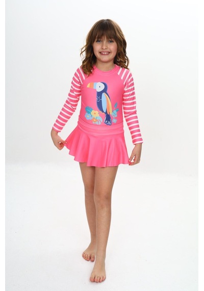 Lolliboomkids Kız Çocuk Beyaz Pembe Renk Şanslı Tukan Kuşu Baskılı Uzun Kollu Tayt Etekli 2 Parça Mayo / Bikini Takımı Tukan Çok Renkli Lolliboomkids Kız Çocuk Beyaz Pembe Renk Şanslı Tukan Kuşu Baskılı Uzun Kollu Tayt Etekli 2 Parça Mayo / Bikini Takımı Tukan Çok Renkli