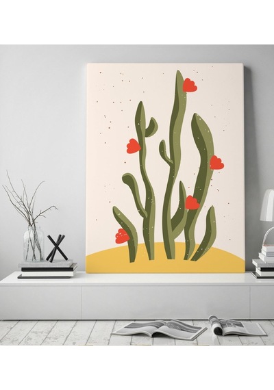Bk Gift Kaktüs Tasarımlı Kanvas Tablo 50X70Cm-22 (511581787)
