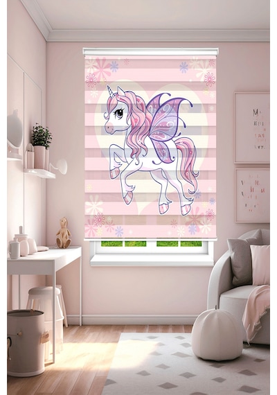 Perdecizade Enxboy Unicorn Dijital Baskılı Zebra Perde-cocuk Odası-stor Perde Pz-5010 Renkli