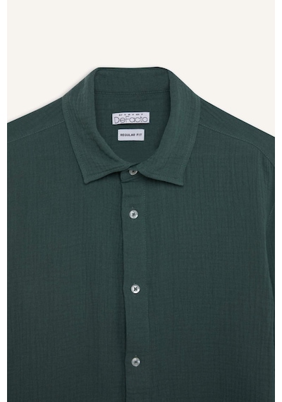 DeFacto %100 Pamuk Regular Fit Polo Yaka Müslin Uzun Kollu Gömlek W7832AZ25SPGN1259 DeFacto %100 Pamuk Regular Fit Polo Yaka Müslin Uzun Kollu Gömlek W7832AZ25SPGN1259