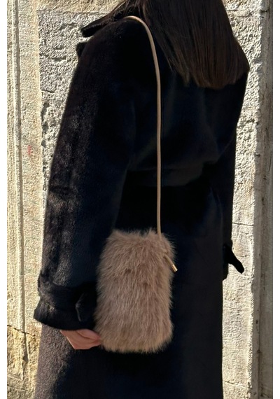 Mollycrush Kadın Askılı Peluş Bej Çanta Kürk Postacı Model Bej