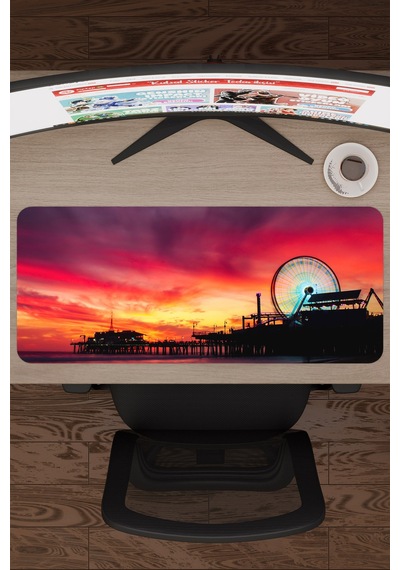 Santa Monica Kaliforniya Abd V1 70x30 Xl Gaming Kauçuk Kaymaz Taban Mouse Pad Fare Altlığı