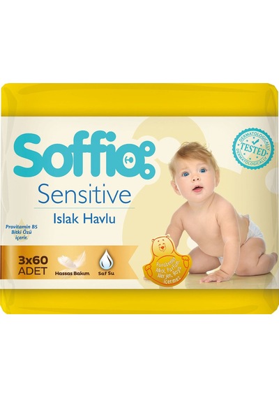 Soffio Sensitive Islak Bebek Havlusu 3'Lü Paket 180'Li