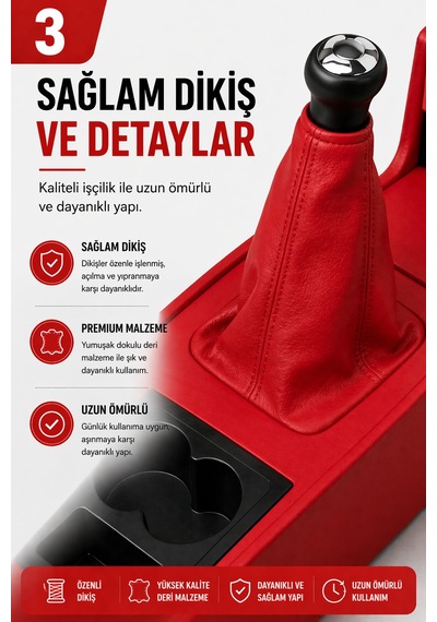 Trobus Tofaş Kartal Kargo 1998-2002 Tam Boy Orta Konsol Kol Dayama Bardaklıklı Deri Kırmızı