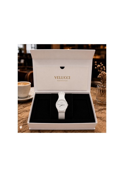Velucci Inara Silikon Kordon Unisex Kol Saati Beyaz Kadran Takvimli Sade Analog